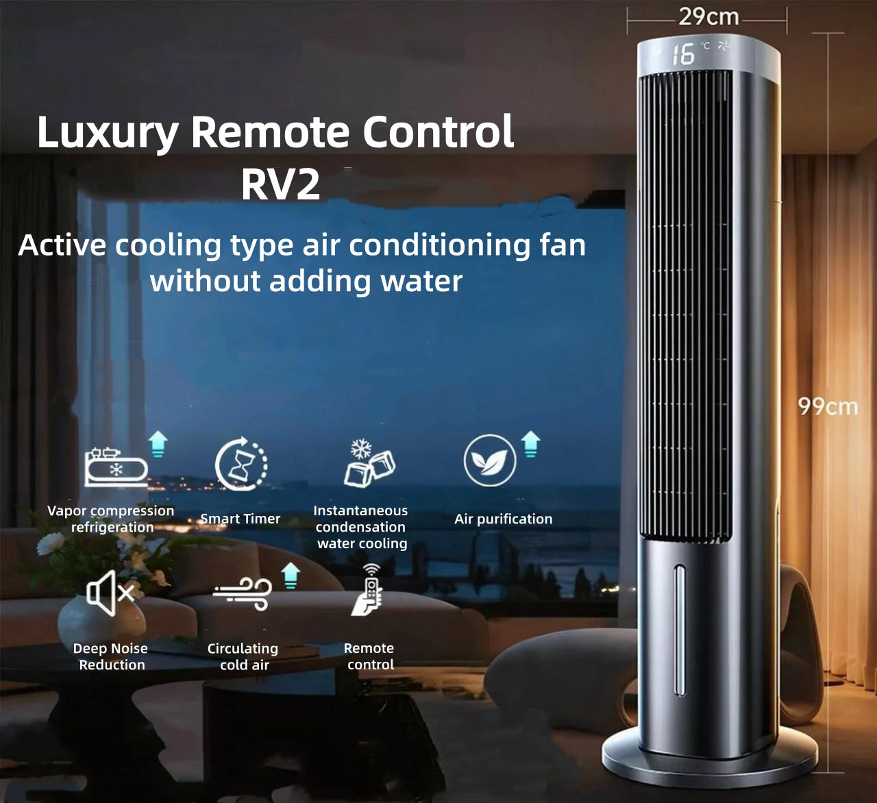 Portable Air Conditioner Fan, Personal Evaporative Cooler with Water Tank & Ice Pack, Quiet 3-Speed Tower Cooling Fan Mobile