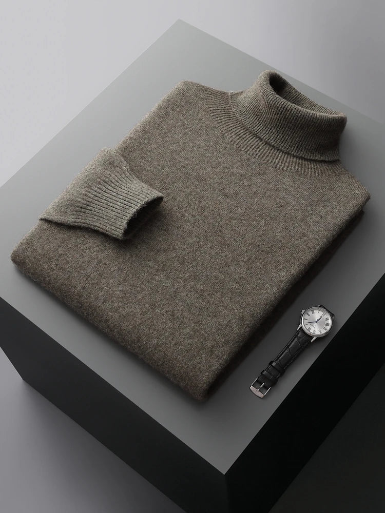 Men's Turtleneck 100% Cashmere Sweater Autumn Winter Basic Long Sleeve Pullover Cashmere Knitwear Soft Warm Comfy Clothing