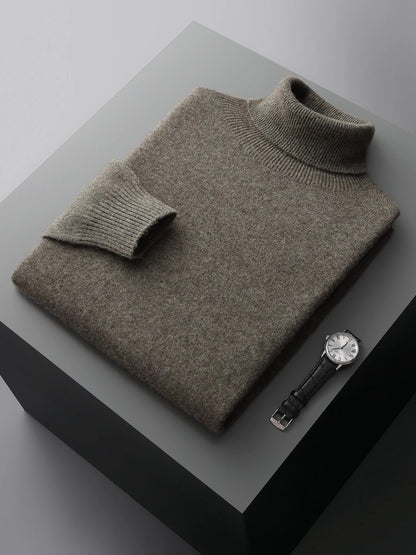 Men's Turtleneck 100% Cashmere Sweater Autumn Winter Basic Long Sleeve Pullover Cashmere Knitwear Soft Warm Comfy Clothing