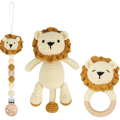 Baby Pacifier Clip Crochet Koalas Handbell Rattle Doll Teether Pacifier Chain Clips Set Dummy Chain Cartoon Teething Toy