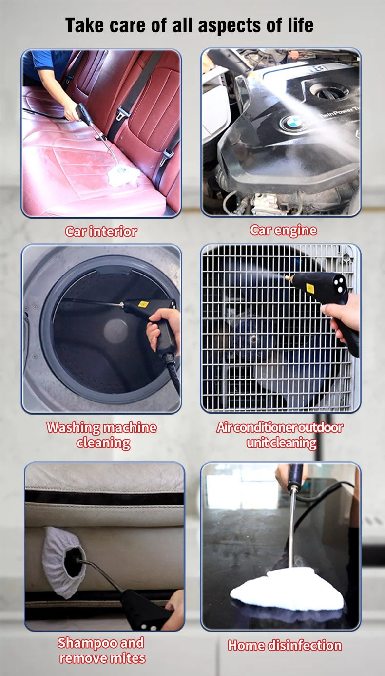 2500W High Pressure High Temperature Household Steam Cleaner For Air Conditioner Kitchen Car Furniture Handheld Steam Cleaner