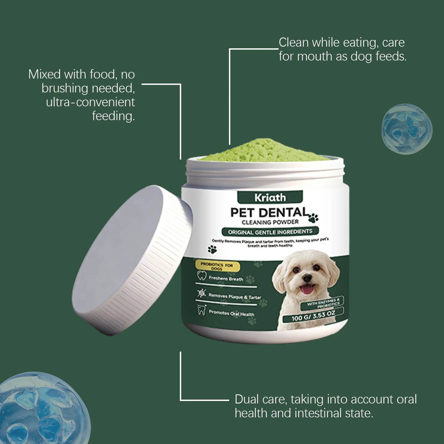 Dog Dental Care Powder Cat Breath Freshener Plaque Tartar Control Pet Oral Hygiene Natural Enzyme Teeth Cleaning Healthy Gums