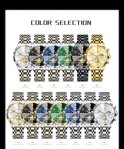 POEDAGAR Luxury High Quality Man Wristwatch Chronograph Stainless Steel Quartz Men's Watches Waterproof Luminous Men Clock Reloj