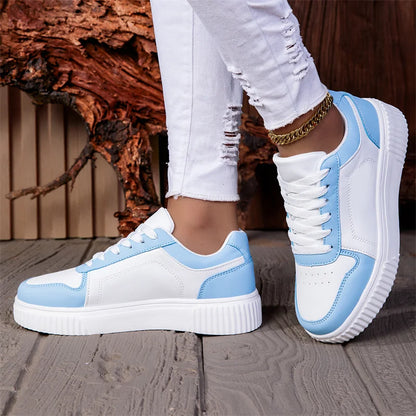 ZERJER Unisex Sneakers, New Arrival Large Size Classic Retro Men's Sports Skate Shoes, White Thick-Soled Tennis Shoes, Solid Col