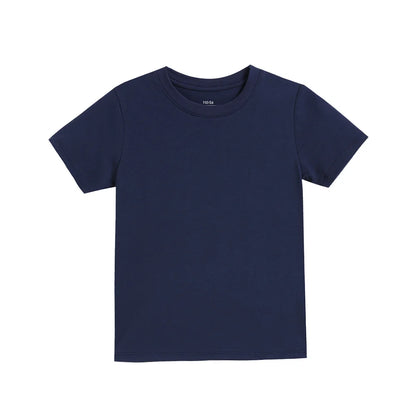 2-16 Years Summer Kids Boys Girls T-shirts Solid Cotton Breathable Teenager Short Tops Children's Tees Casual Shirt Baby Clothes