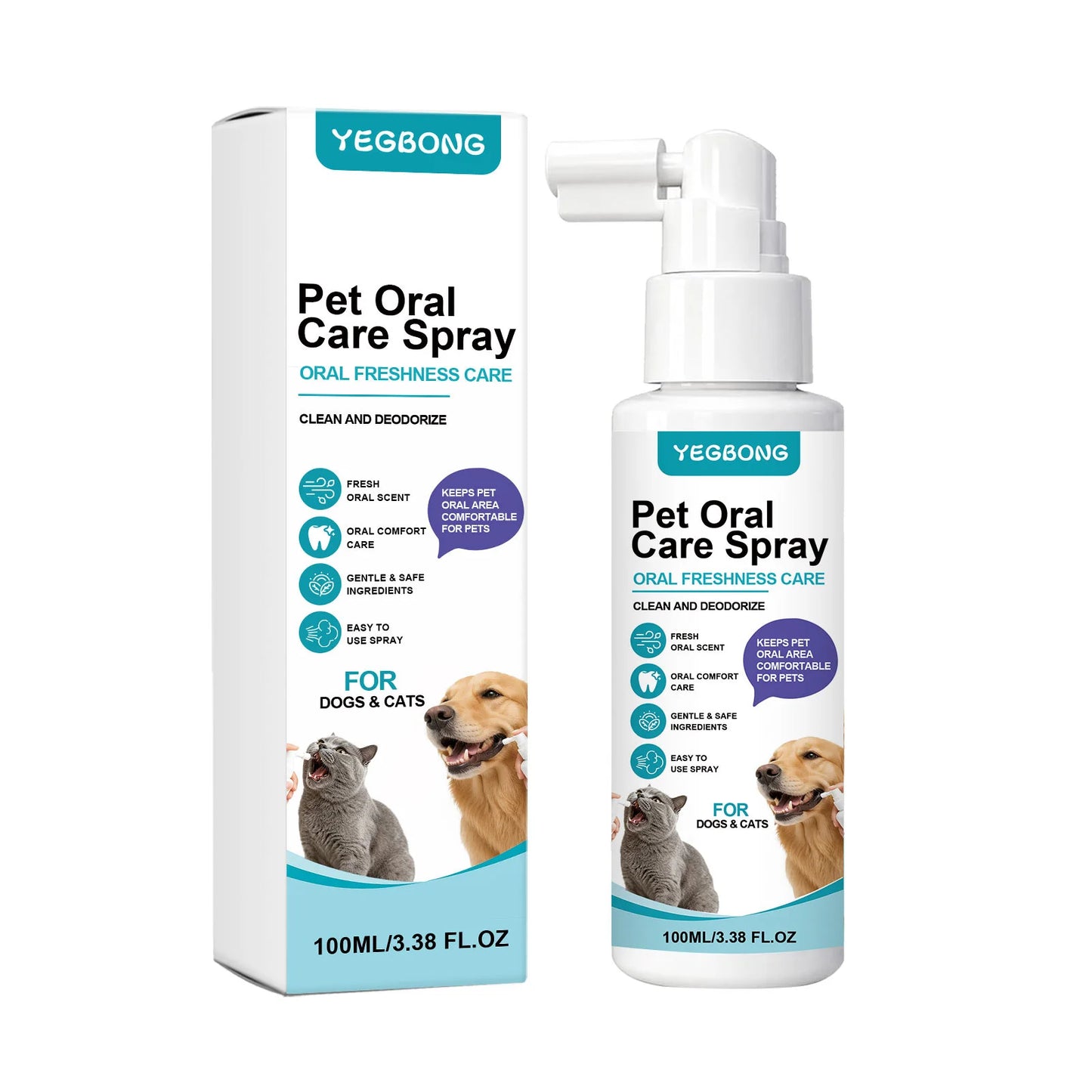 Pet Oral Care Spray Teeth Cleaning Freshing Breath Remove Plaque Tartar Bad Breath Protect Gum No Brushing Pet Dental Care Spray