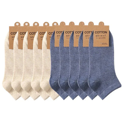 Cotton Men Socks Pack Breathable Socks Set High Quality Short Socks Black Ankle Short Gift For Man Size 39-44 Sox 10 Pairs 1 Lot