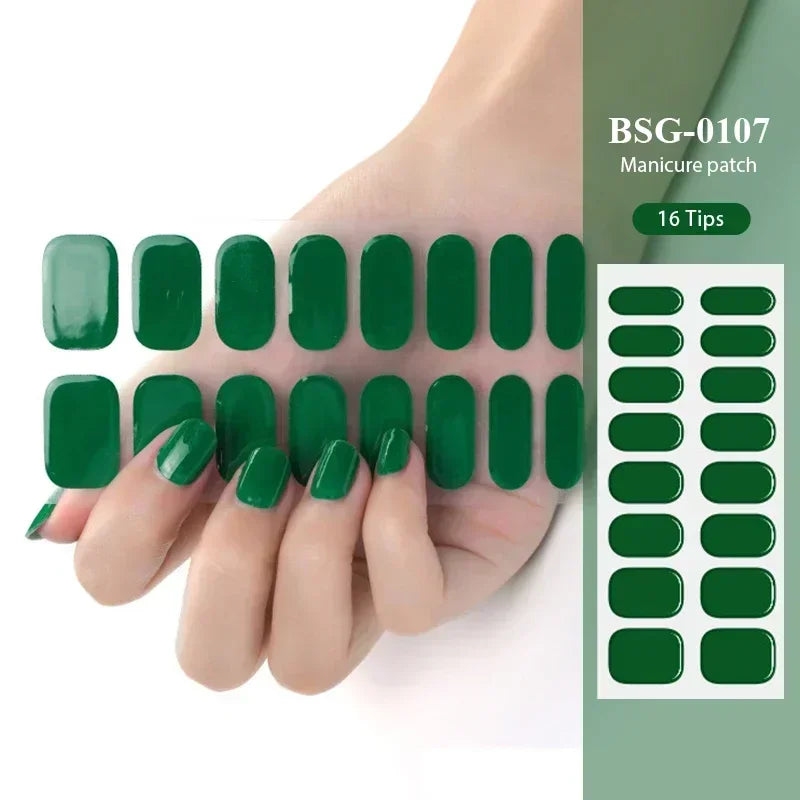 16/20/22Tips Semi-Cured Gel Nail Wraps Full Cover Manicure DIY Waterproof Long Lasting Gel Nail Stickers set for UV Lamp Need