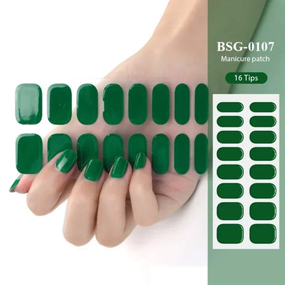 16/20/22Tips Semi-Cured Gel Nail Wraps Full Cover Manicure DIY Waterproof Long Lasting Gel Nail Stickers set for UV Lamp Need
