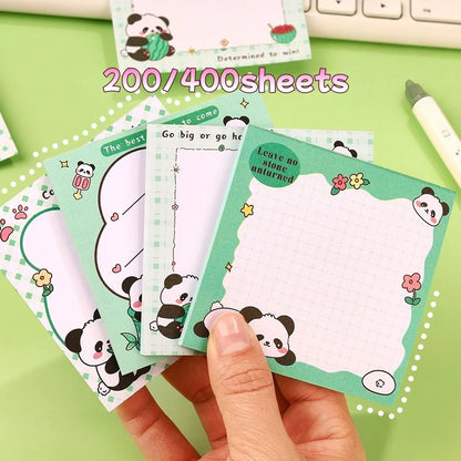 200sheets Panda Memo Pads Cute Animal Note Pads No Adhesive for Students Aesthetic Office School Supplies Bulk Notebook Labels