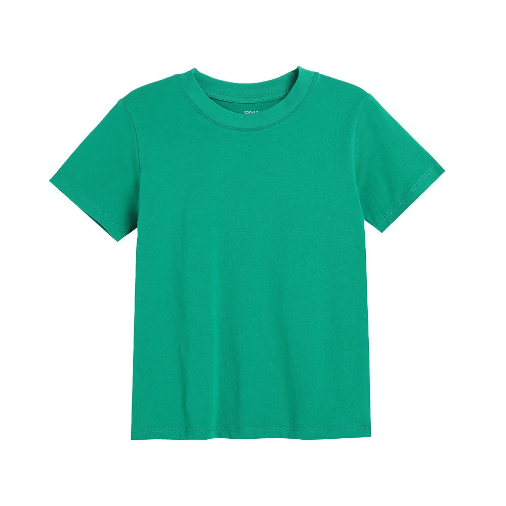 2-16 Years Summer Kids Boys Girls T-shirts Solid Cotton Breathable Teenager Short Tops Children's Tees Casual Shirt Baby Clothes
