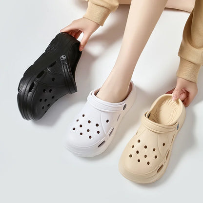 Women's Fashion Platform Sandals Summer 2025 Thick Sole Soft Eva Clogs Garden Shoes for Women Hollow Out Non Slip Beach Sandals