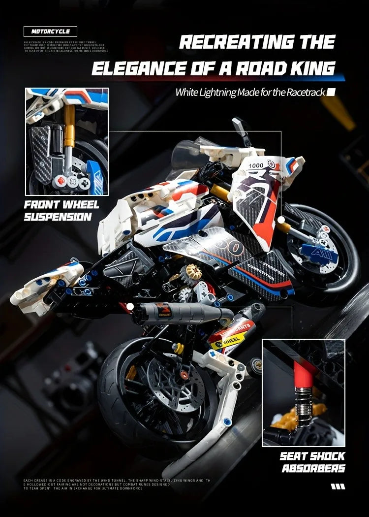 1:8 Motorcycle Building Blocks Set Super Motorbike Model Kit Technical Racing  Assembled Toys Gifts 