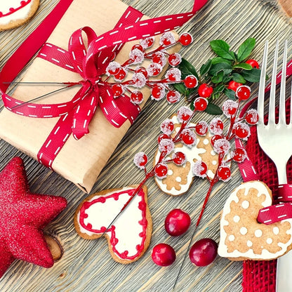 5/10Pcs Chritsmas Decoration Snowflake Red Berry Branche Chritsmas Tree Pendant for Home Decor Xmas New Year 2025 Gift Accessory