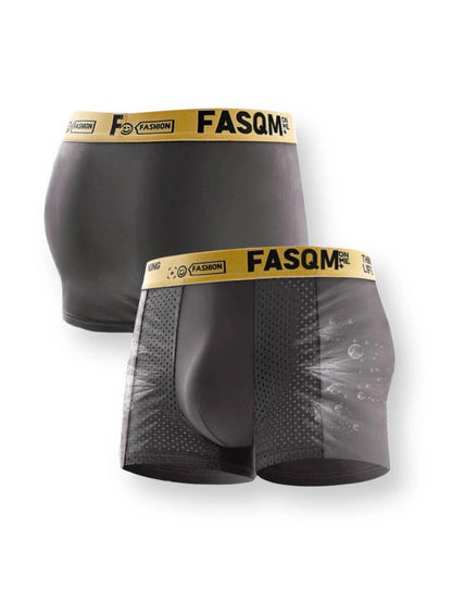 1pc Men's Ice Silk Cool Soft Comfy Boxers Briefs Men's Contrast Underwear, Mesh Breathable Comfy Stretchy Trunks