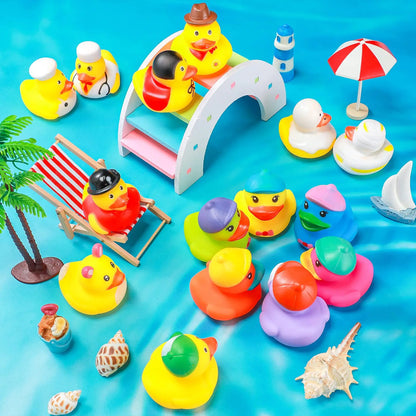 Assortment Rubber Ducks Assorted Mini Rubber Duck Squeak Duck Floating Bathtub Toys for Teens Girls Boys Birthdays Gifts
