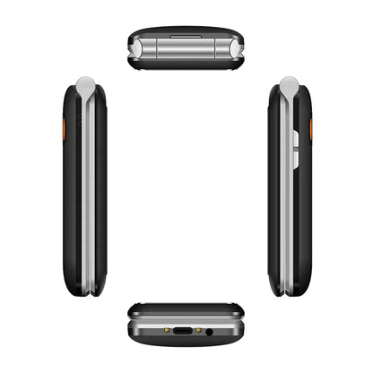 UNIWA V202T 4G Feature Flip Phone Fashion Dual Screen Big Push-Button  Flip Mobile Phone for Elderly 1450mAh SOS Function Phone