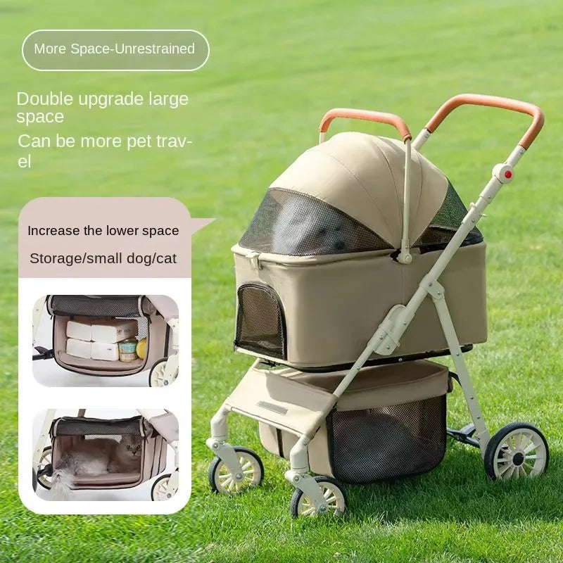 Cat Trolley Cat Stroller Outdoor Pet Stroller Dog Pet Carriers & Travel Products Pet Stroller Double