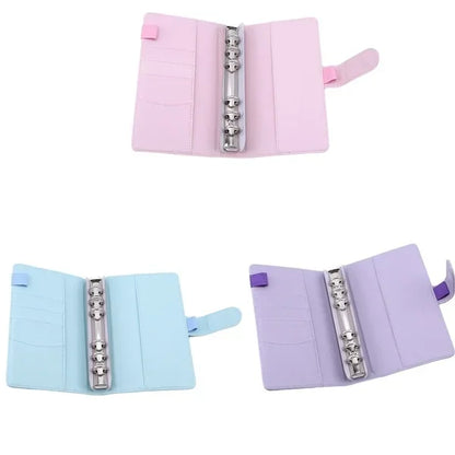 Solid Color Leather Folder Desktop Information Card Storage Notebook Folder Notepad Cover Leather Binder Study Office Supply