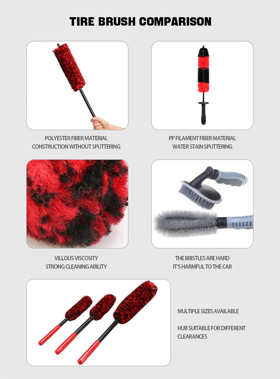 SEAMETAL Car Wheel Detailing Brush Bendable Auto Wheel Woolies Brushes Car Cleaning Tools for Car Rim Tire Washing Accessories