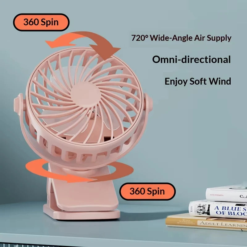 Stroller Fan for Baby Stroller Cart Hanging Fan Clip Mini Fan USB Quiet Electric Clip Fan Home 3 Speed Desktop Small Cooling Fan