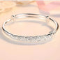 Trendy 925 Sterling Silver Bangles Bracelet Charms Cute Open for Women Fashion Jewelry Adjustment Size Cuff Wedding Party