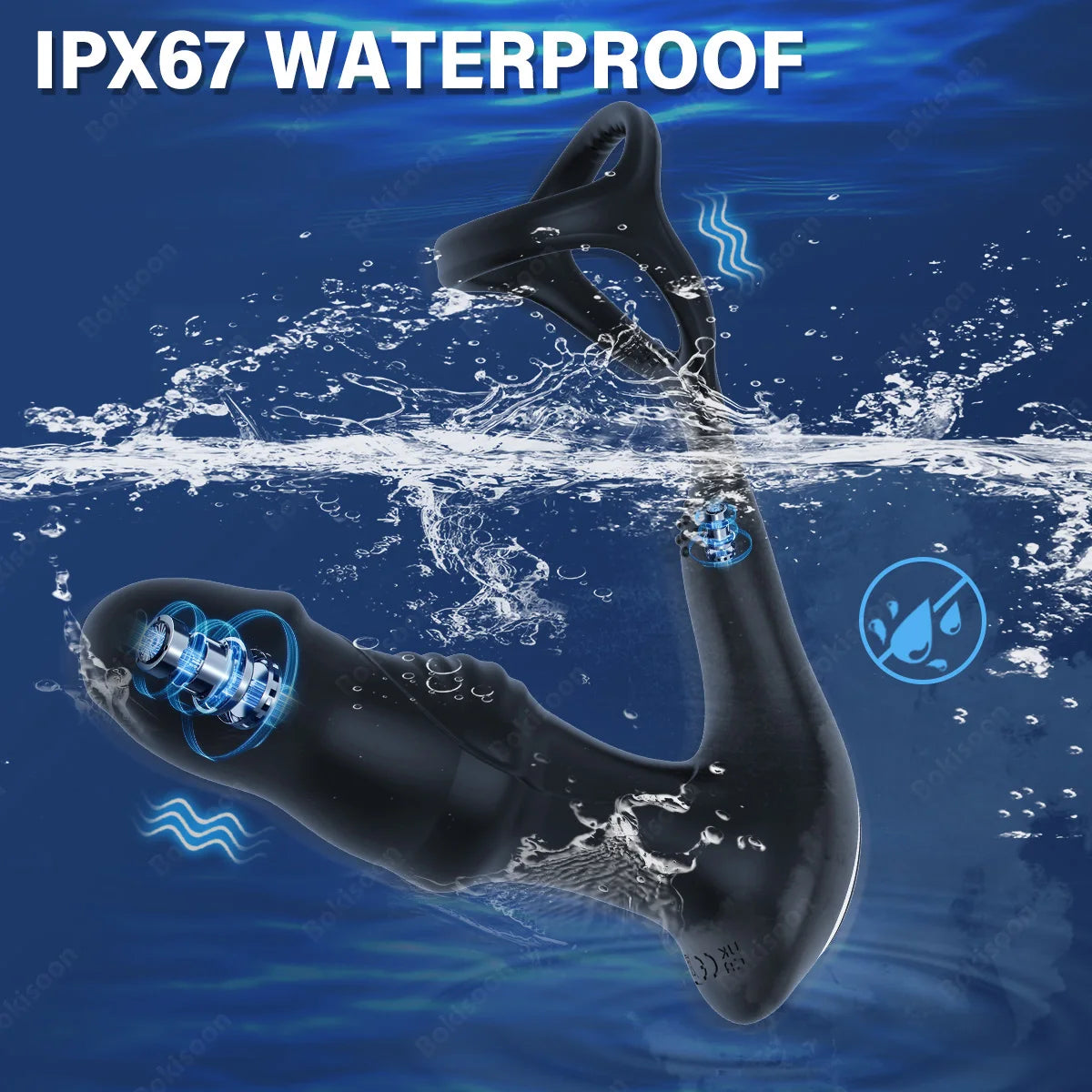 Bokisoon Prostate Massager Anal Vibrator 9 Wiggling Thrusting with Cock Ring Butt Plug Remote Control Sex Toys P Sport Massager