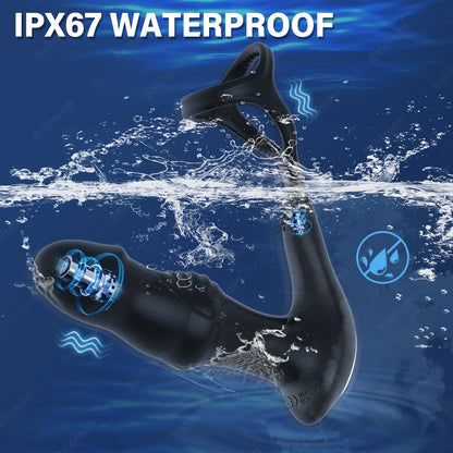 Bokisoon Prostate Massager Anal Vibrator 9 Wiggling Thrusting with Cock Ring Butt Plug Remote Control Sex Toys P Sport Massager