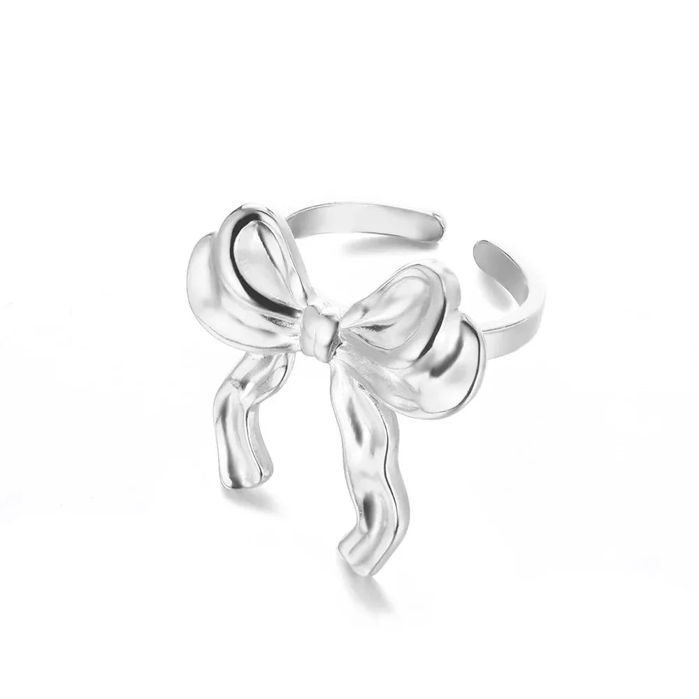 Cute Butterfly Rings For Women Gold Color Stainless Steel Geometric Opening Butterfly Ring Aesthetic Wedding Christmas Jewelry