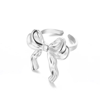 Cute Butterfly Rings For Women Gold Color Stainless Steel Geometric Opening Butterfly Ring Aesthetic Wedding Christmas Jewelry