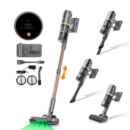 Wireless vacuum cleaner, powerful stick vacuum, upgraded home green anti-tangle floor brush, rechargeable cordless vacuum suitable for hardwood floors, carpets, tiles, and pet hair, household vacuum.