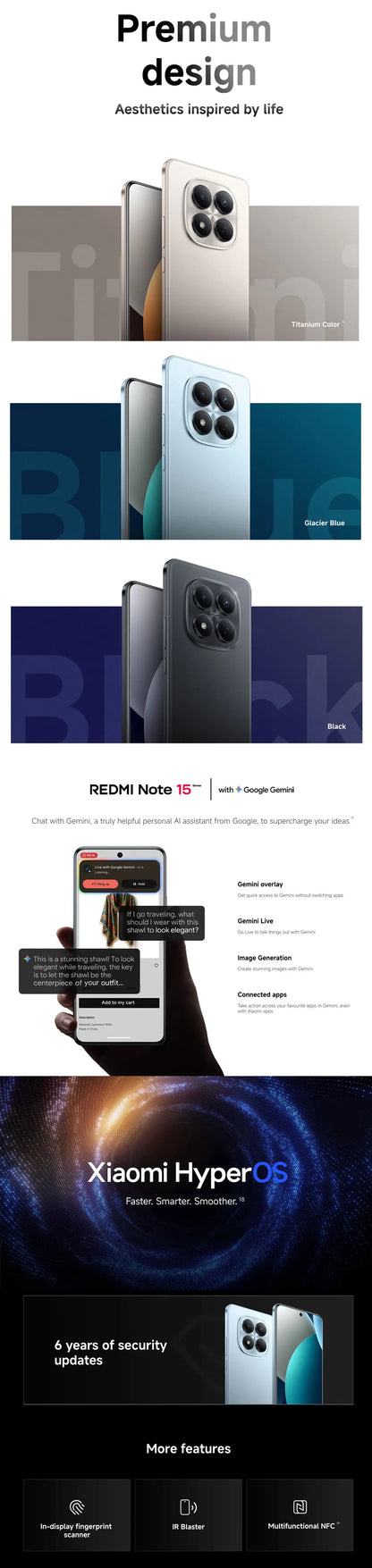 Xiaomi Redmi Note 15 Pro 4G Smartphone NFC MTK Helio G200-Ultra 6.77" 120Hz Display 200MP OIS, 45W Charge, IP65, Battery 6500mah