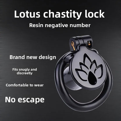 Male Chastity Cage with Lotus Design - Comfortable Self-Control Device for Abstinence, Durable ABS Material, BDSM Toy for Men