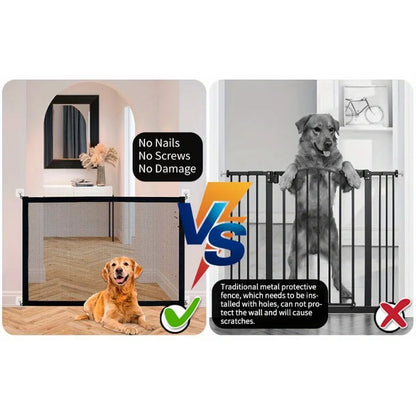Retractable Baby Fence Barrier Foldable Baby Safety Gate With 4 Hooks Nylon Mesh Portable Protection Door Pet Isolation Net