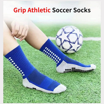 Men's Mid-Calf Sports Socks Breathable Anti-Slip Silicone Dotted Football Basketball Yoga Socks Comfortable Breathable Sports