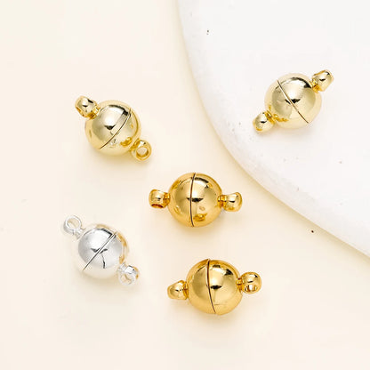 4/6pcs/lot 8*14MM 14K/18K Gold Plated Metal Brass Magnetic Bracelet Clasp Beads for DIY Jewelry Making Findings Accessories