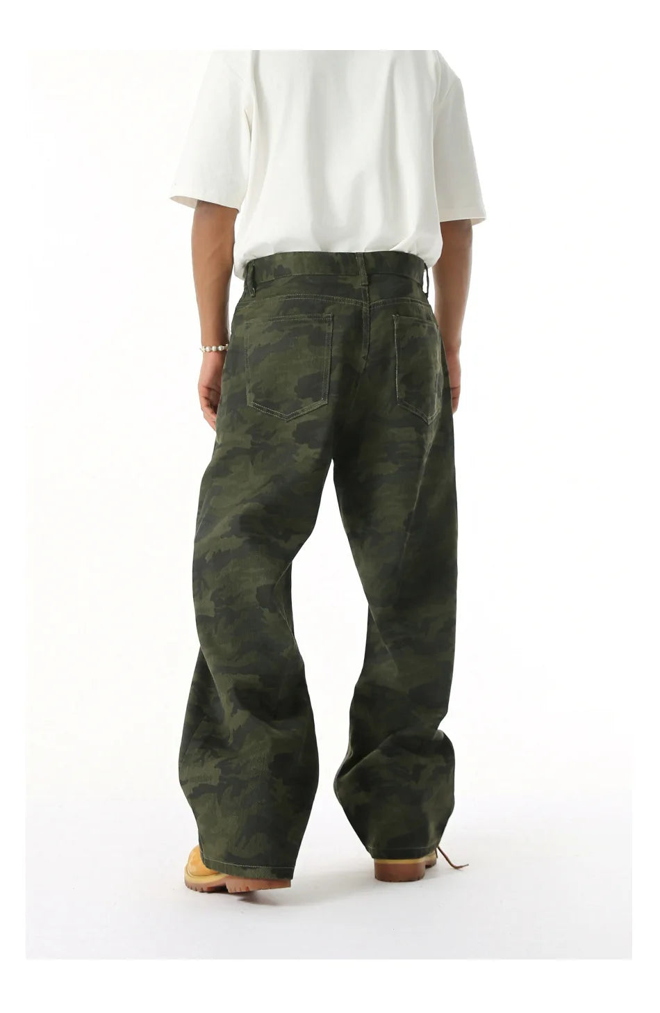 2025 Four Seasons Men's Youth Popular Multi color Pattern Camouflage Pants Basic Versatile Straight Wash Casual Cowboy Pants