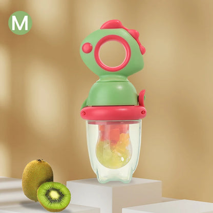 Rotating Push-type Food Grade Silicone Fruit and Vegetable Feeder For Infants Baby, Dinosaur Shape Toddlers Supplementary Food F