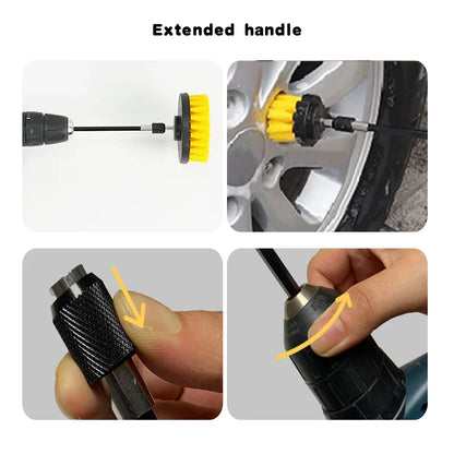 Nylon Round Cleaning Brush Set for Electric Drill High-Density Bristle Carpet And Glass Cleaning Tool Kit.