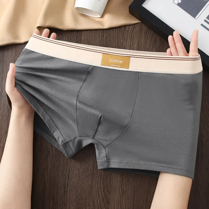 1/3Pcs Set Solid Color Men's Boxer Shorts Breathable Cotton Elastic Boyshorts Antibacterial 7A Level Comfortable Male Underwear