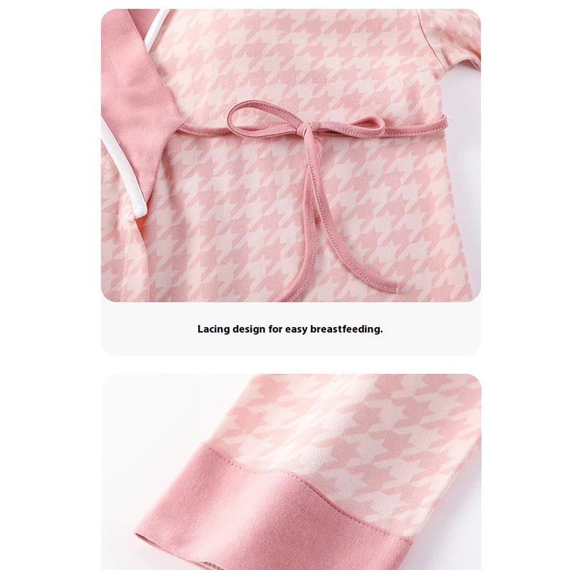 Postpartum Clothing with Chest Cushion Autumn Postpartum Women Pajamas Maternity Ladies Breastfeeding Clothes Pregnancy Homewear