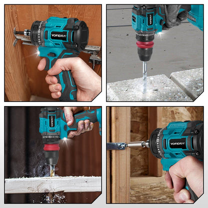 YOFIDRA 2 In 1 Brushless Electric Screwdriver Handheld Hexagonal Drill Screw Driver Home Power Tool Set For Makita Battery Pin