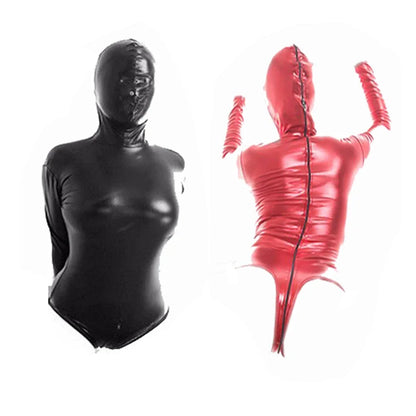 Manyjoy Leather Bodysuit Slave Head Hood Harness Costume BDSM Bondage Straitjacket Thong Roleplay Erotic Mask Sex Toys for Women