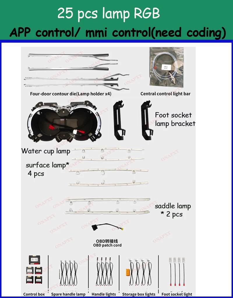 LED For Audi A4 S4 A5 S5 B9 2016-2023 Center Console Dashboard Ambient Light Strip Decorative Cover Lift Tweeter Speaker Lamp