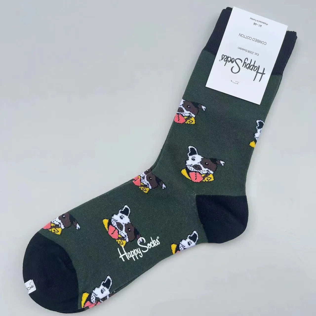 Happy Socks Men's Mid-tube Socks Four Seasons Pure Cotton Classic Socks SIZE 41-46