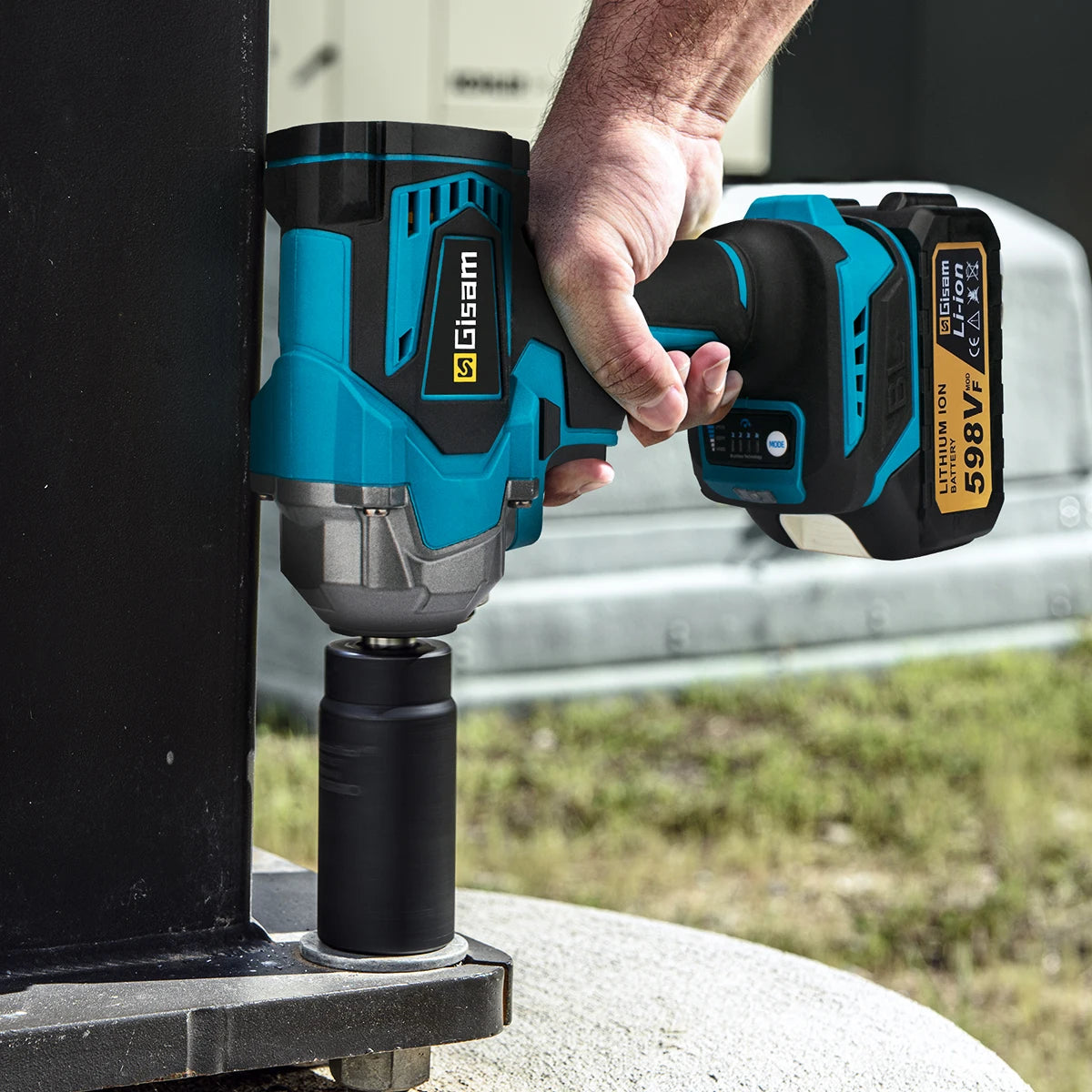 Gisam 1200NM Brushless Electric Impact Wrench Rechargeable Wrench 1/2" Car Tires Cordless Power Tools For Makita 18V Battery Pin