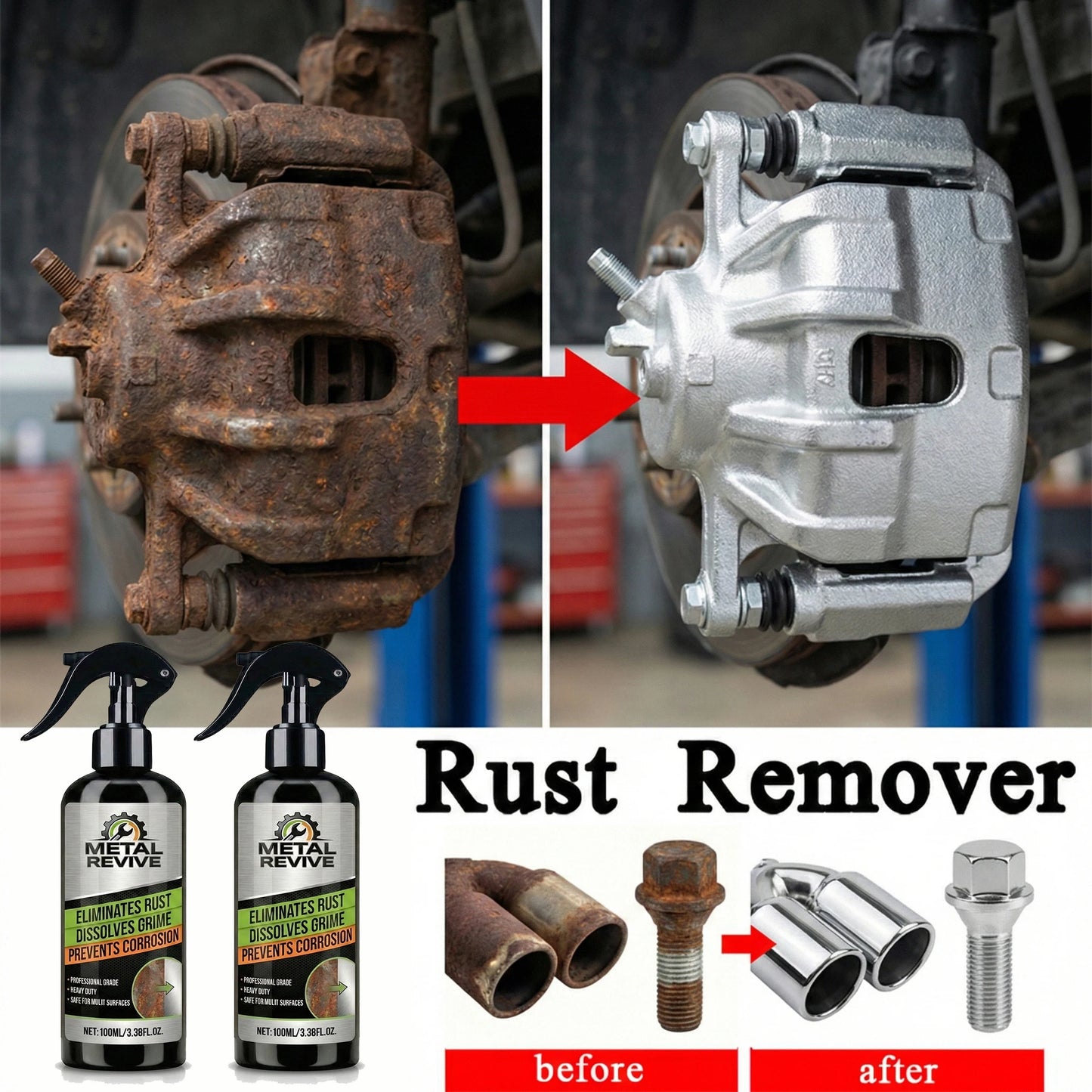 Multifunctional car rust remover used for removing rust providing surface protection on car brake pads iron metal surface 1/3PCS