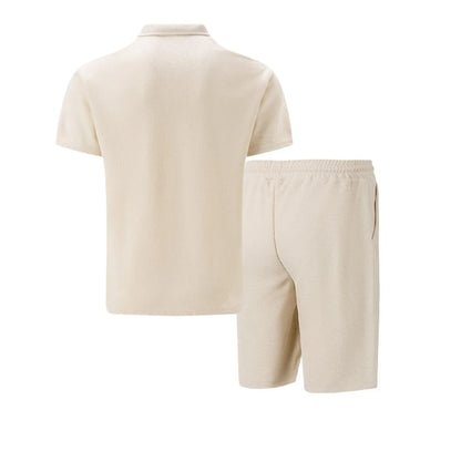 Summer Men Sports Polo Suit Short Sleeve Stylish Zipper Polo Shirt And Shorts Set Men Casual Streetwear 2-pie Leisure Sports Set