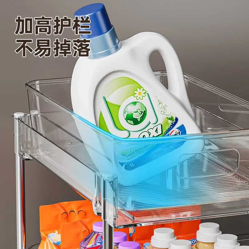 Under Sink Organizer 2-Tier Sliding Pull Out Cabinet Organizer Baskets Cabinet Countertop Sundry Storage Holders Rack Shelf