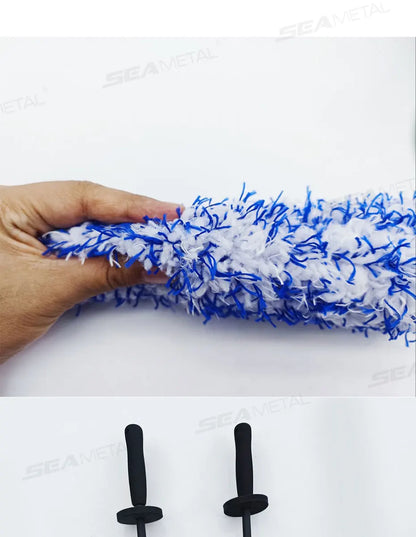 SEAMETAL Non Slip Microfiber Wheel Brush Mitt Premium Plush Car Wash Wheels Brushes for Car Rims Spokes Wheel Barrel Cleaning